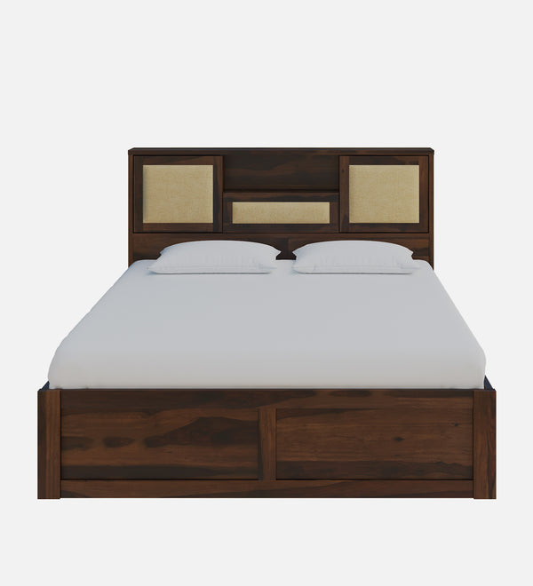 Kambry Sheesham Wood Queen Size Bed In Provincial Teak Finish With Headboard & Box Storage (60 x 78 inches)