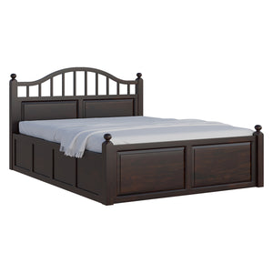 Syan Sheesham Wood Queen Size Bed In Walnut Finish With Hydraulic Storage (60 x 78 inches)