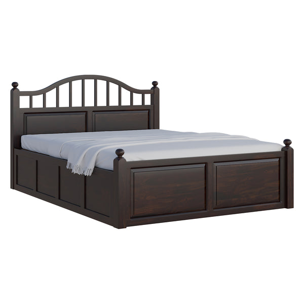 Syan Sheesham Wood Queen Size Bed In Walnut Finish With Hydraulic Storage (60 x 78 inches)