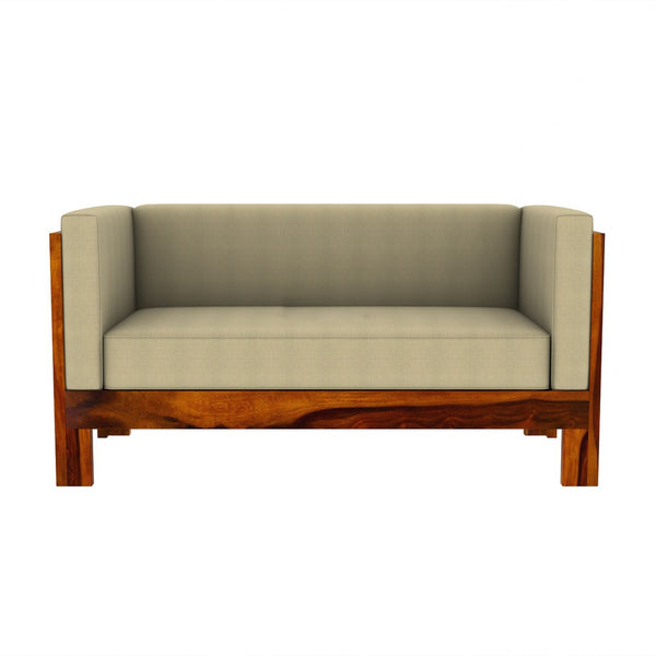 Prashiv 3+2 Seater Wooden Sofa (Creame Colour, Honey Finish)