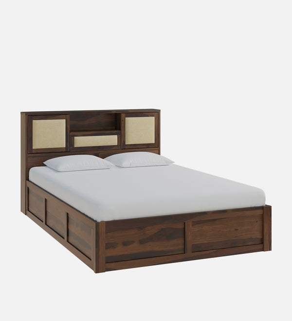 Kambry Sheesham Wood Queen Size Bed In Provincial Teak Finish With Headboard & Box Storage (60 x 78 inches)