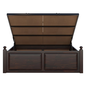 Syan Sheesham Wood Queen Size Bed In Walnut Finish With Hydraulic Storage (60 x 78 inches)