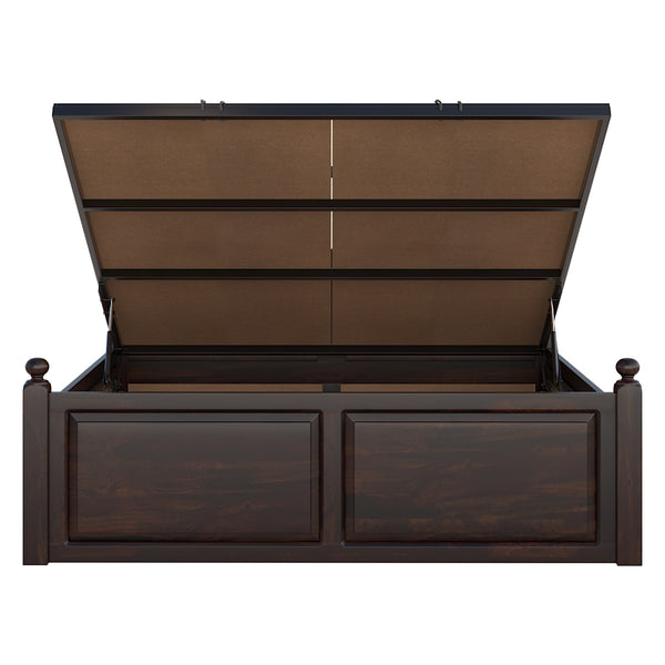 Syan Sheesham Wood Queen Size Bed In Walnut Finish With Hydraulic Storage (60 x 78 inches)
