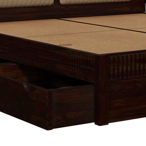 Lotus Sheesham Wood Queen Size Bed In Walnut FinishWith Drawer Storage (60 x 78 inches)