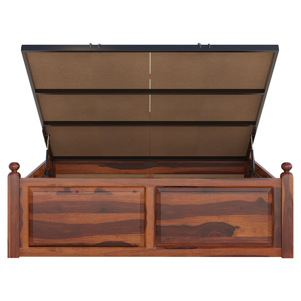 Syan Sheesham Wood Queen Size Bed In Honey Oak Finish With Hydraulic Storage (60 x 78 inches)