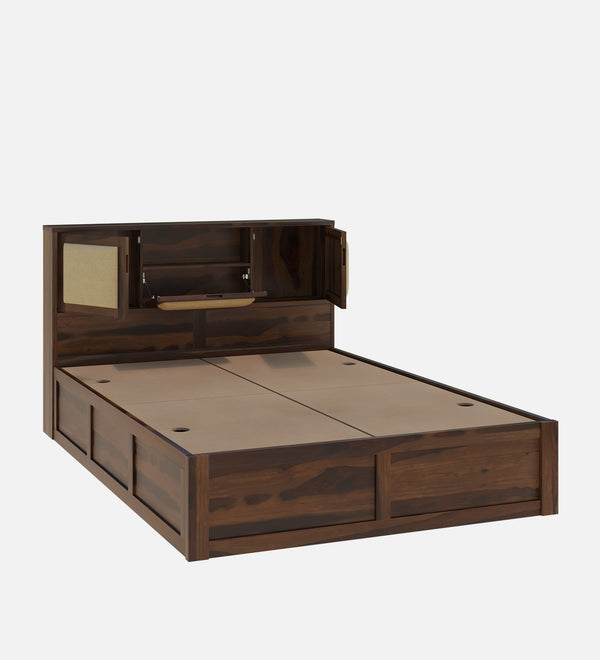 Kambry Sheesham Wood Queen Size Bed In Provincial Teak Finish With Headboard & Box Storage (60 x 78 inches)