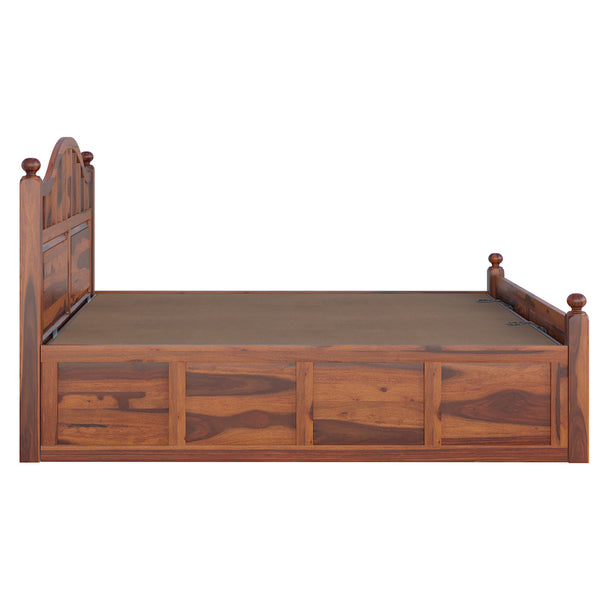 Syan Sheesham Wood Queen Size Bed In Honey Oak Finish With Hydraulic Storage (60 x 78 inches)