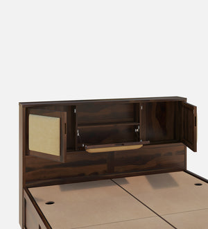 Kambry Sheesham Wood Queen Size Bed In Provincial Teak Finish With Headboard & Box Storage (60 x 78 inches)