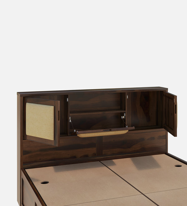 Kambry Sheesham Wood Queen Size Bed In Provincial Teak Finish With Headboard & Box Storage (60 x 78 inches)