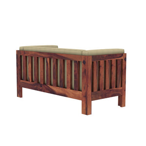 Prashiv 2+1+1 Seater Wooden Sofa (Creame Colour, Teak Finish)