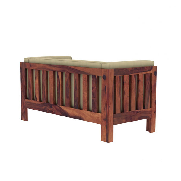 Prashiv 2+1+1 Seater Wooden Sofa (Creame Colour, Teak Finish)