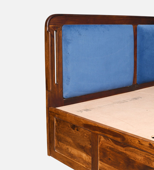 Lotus Sheesham Wood Queen Size Bed In Provincial Teak Finish With Box Storage (60 x 78 inches)