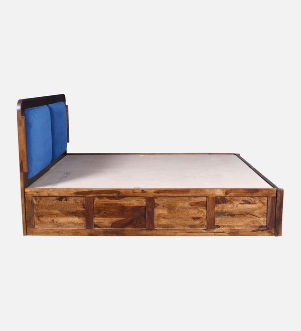Lotus Sheesham Wood Queen Size Bed In Provincial Teak Finish With Box Storage (60 x 78 inches)