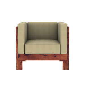 Prashiv 2+1+1 Seater Wooden Sofa (Creame Colour, Teak Finish)