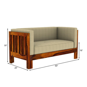Prashiv 2 Seater Wooden Sofa (Creame Colour, Honey Finish)