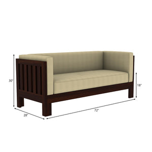 Prashiv 3 Seater Wooden Sofa (Creame Colour, Walnut Finish)