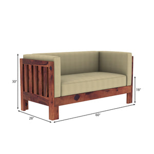 Prashiv 2+1+1 Seater Wooden Sofa (Creame Colour, Teak Finish)