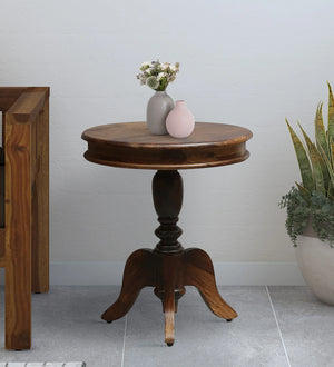 Broo Sheesham Wood End Table In Provincial Teak Finish