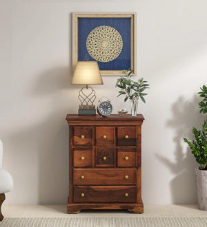 Chitrinee Sheesham Wood Chest Of Drawers In Honey Oak Finish