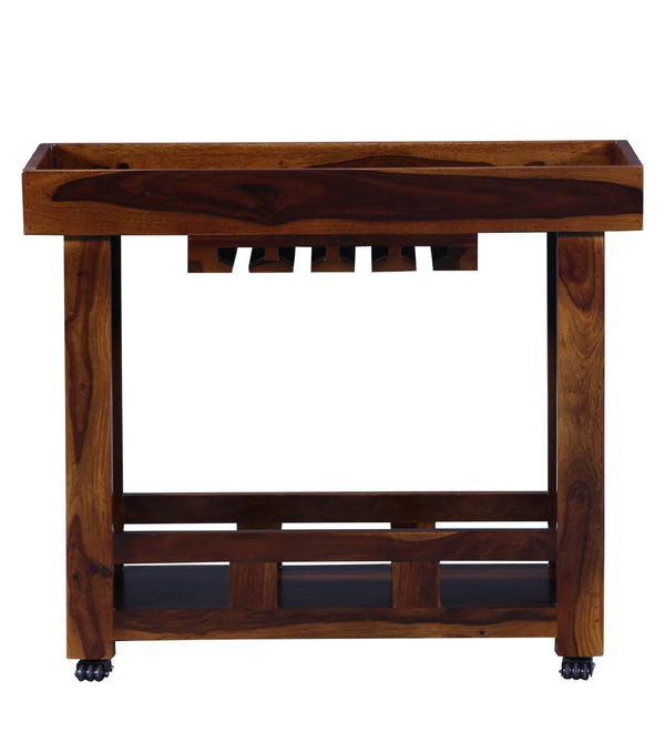 Lifty Solid Wood Bar Trolley in Provincial Teak Finish