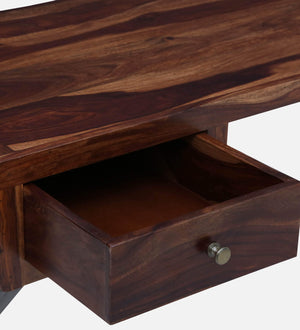 Arno Sheesham Wood Writing Table In Rustic Teak Finish