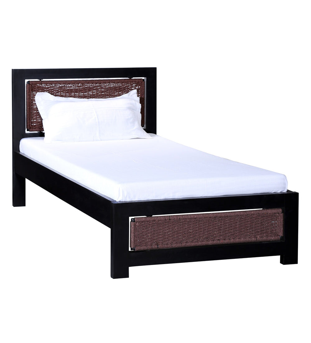Coram Solid Wood Single Bed In Walnut Finish