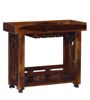Lifty Solid Wood Bar Trolley in Provincial Teak Finish