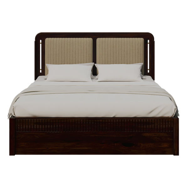 Lotus Sheesham Wood King Size Bed In Walnut FinishWith Drawer Storage (72 x 78 inches)