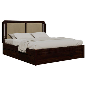 Lotus Sheesham Wood King Size Bed In Walnut FinishWith Drawer Storage (72 x 78 inches)