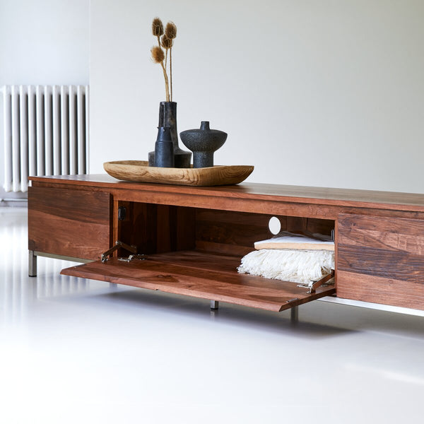 Rubaan Solid Sheesham Wood TV Unit In Honey Oak Finish
