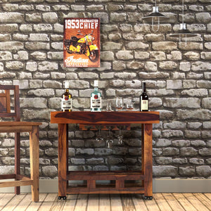 Lifty Solid Wood Bar Trolley in Provincial Teak Finish