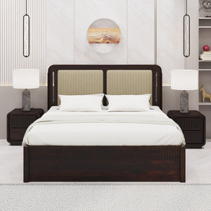 Lotus Sheesham Wood King Size Bed In Walnut FinishWith Drawer Storage (72 x 78 inches)