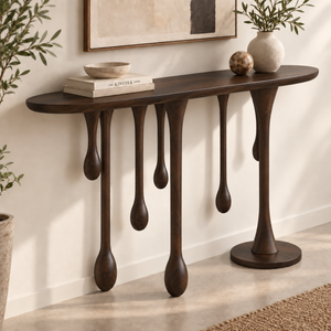 Lava Solid Sheesham Wood Console In Walnut Finish