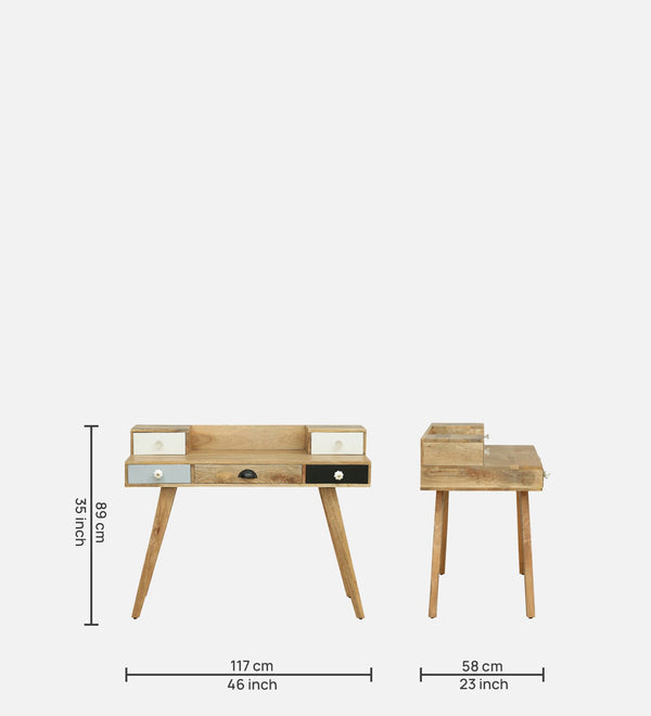 Viterbo Solid Wood Study Table In Natural Finish