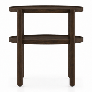 Pearl Sheesham Wood Side Table in Walnut Finish