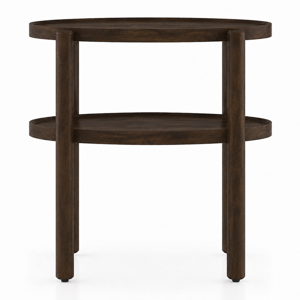 Pearl Sheesham Wood Side Table in Walnut Finish