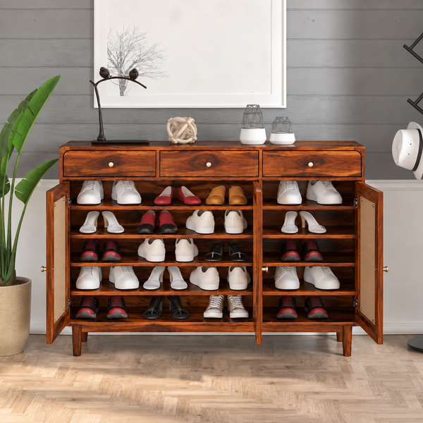 Flow Sheesham Wood  Shoerack In Provincial Teak Finish