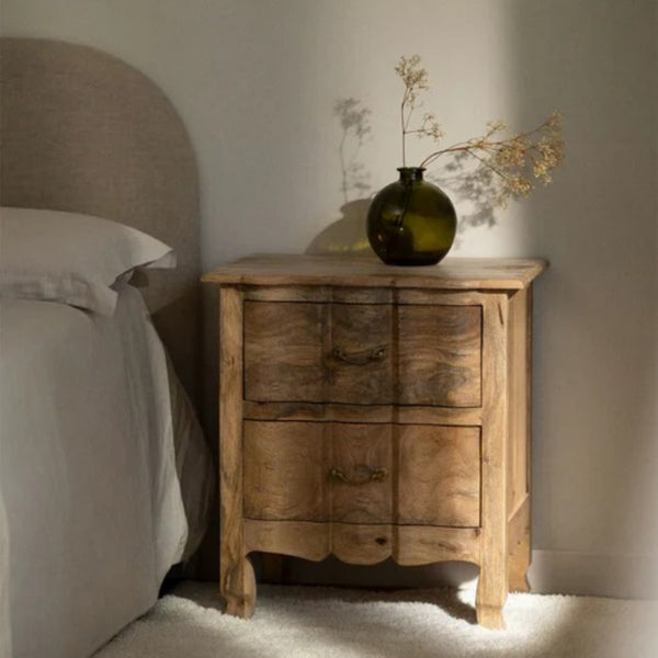 Bespoke Solid wood 2 Drawer bedside in Natural Finish