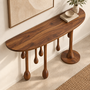 Lava Solid Sheesham Wood Console In Provincial Teak Finish
