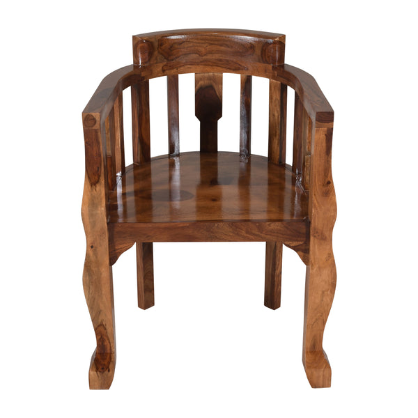 Puchu Sheesham Wood Arm Chair In Honey Oak Finish