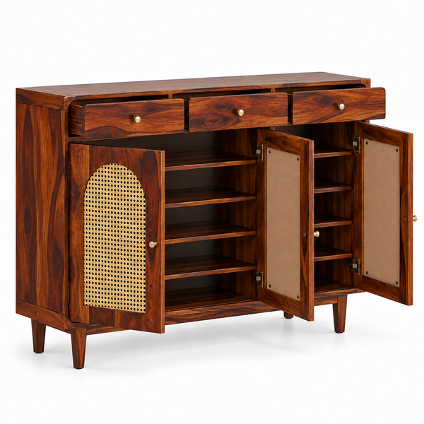 Flow Sheesham Wood  Shoerack In Provincial Teak Finish