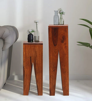 Volgo Sheesham Wood End Table In Honey Oak Finish