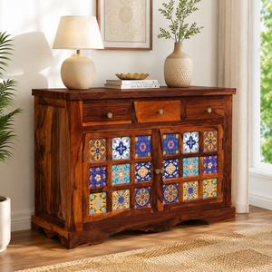 Rangrez Sheesham Wood Sideboard In Honey Oak Finish