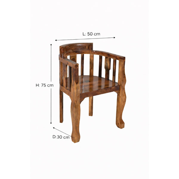 Puchu Sheesham Wood Arm Chair In Honey Oak Finish