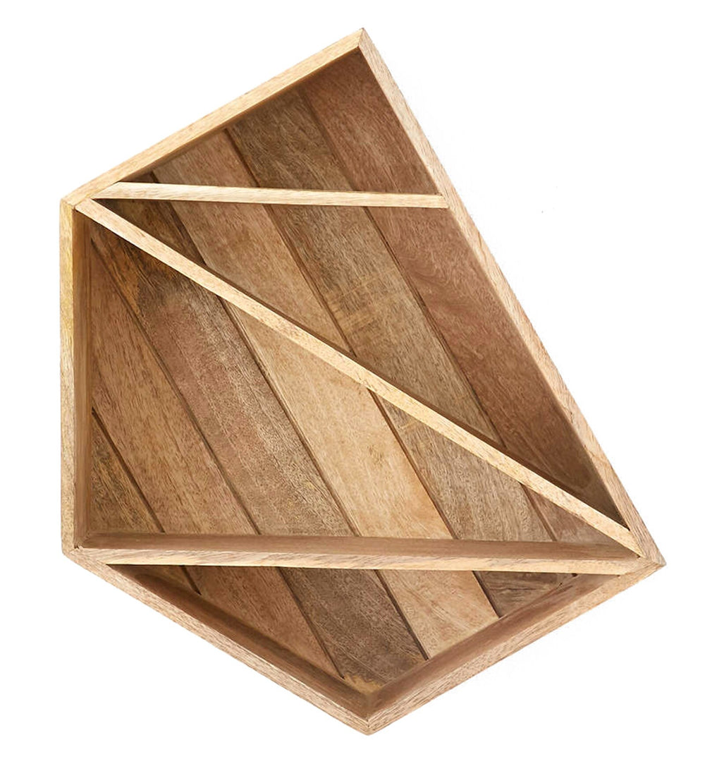 Set of 4 Mango Wood Solid Floating Book Shelf in Natural Finish