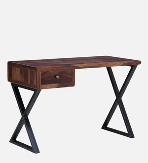 Arno Sheesham Wood Writing Table In Rustic Teak Finish