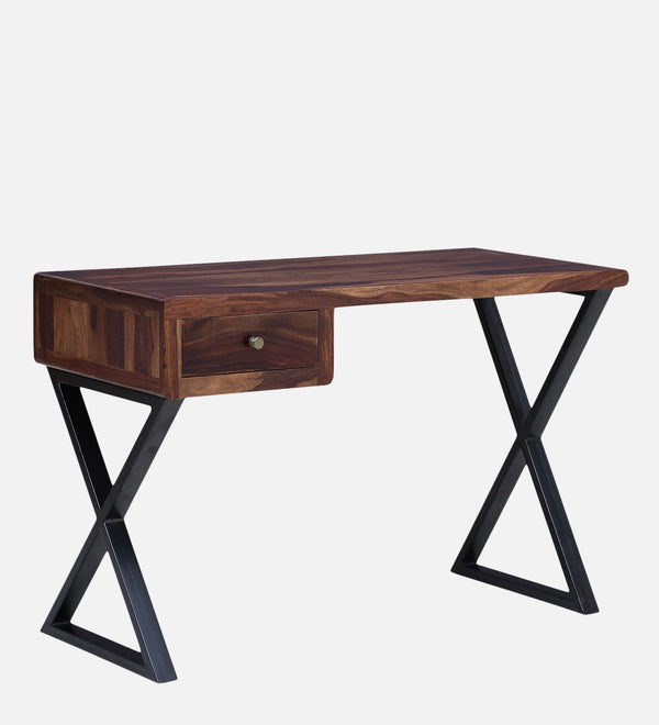 Arno Sheesham Wood Writing Table In Rustic Teak Finish
