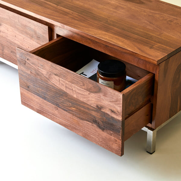 Rubaan Solid Sheesham Wood TV Unit In Honey Oak Finish