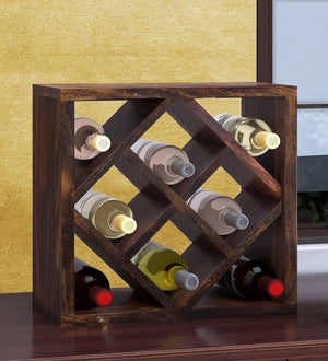 Brena Sheesham Wood Wine Rack In Provincial Teak Finish
