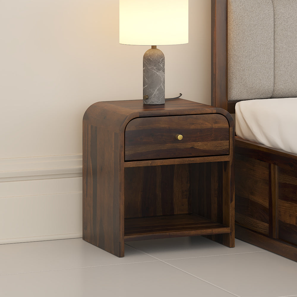 Yashvi Solid wood one Drawer bedside in Provincial Teak